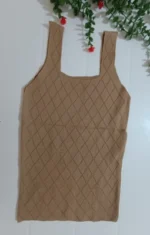 تاپ بافت لوزی رنگ کرم نسکافه ای